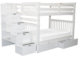 Bunk Bed Full over Full Stairway White with Drawers for only $1248