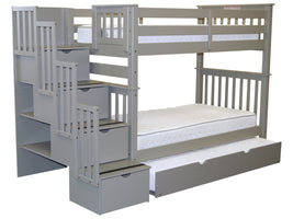 Bunk Beds Tall Twin over Twin Stairway Gray + Trundle for only $995