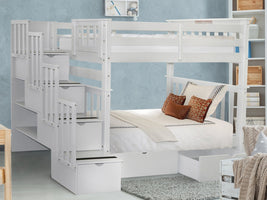 This Tall Twin over Twin Stairway Bunk Bed with Under Bed Drawers in White will look great in your Home