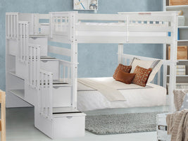 This Tall Twin over Twin Stairway Bunk Bed in White will look great in your Home