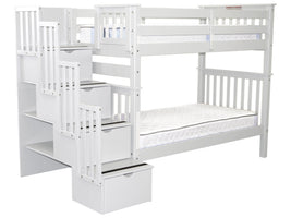 Bunk Bed Tall Twin over Twin Stairway White for only $695