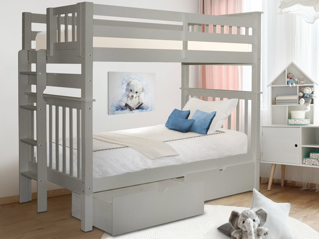 Bunk Beds Twin Gray | 2 Drawers | Bunk Bed King $689
