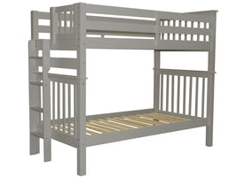 Tall Twin over Twin Bunk Gray with End Ladder