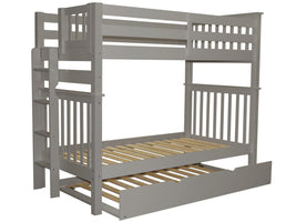 Bunk Bed Tall Twin over Twin End Ladder Gray with Trundle