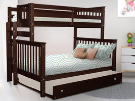 Enhance your kids bedroom with this Twin over Full Bunk Bed with End Ladder and a Full Trundle in Dark Cherry