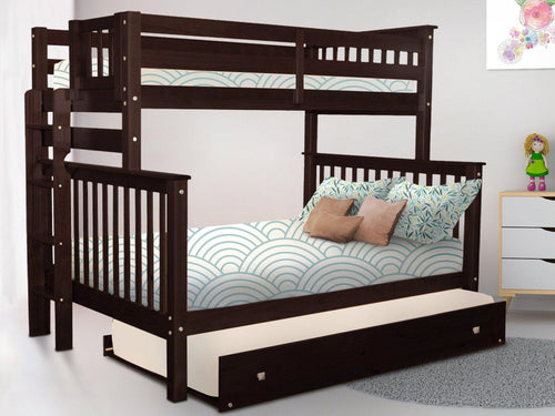 Bunk Beds Twin over Full + Twin Trundle Dark Cherry