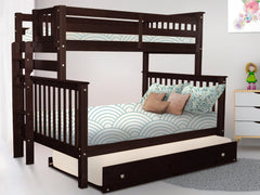 Enhance your kids bedroom with this Twin over Full Bunk Bed with End Ladder and a Twin Trundle in Dark Cherry