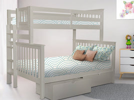 Enhance your kids bedroom with this Twin over Full Bunk Bed with End Ladder and 2 Under Bed Drawers in Gray
