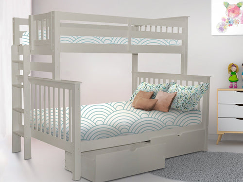 Bunk Beds Twin over Full + 2 Drawers, Gray