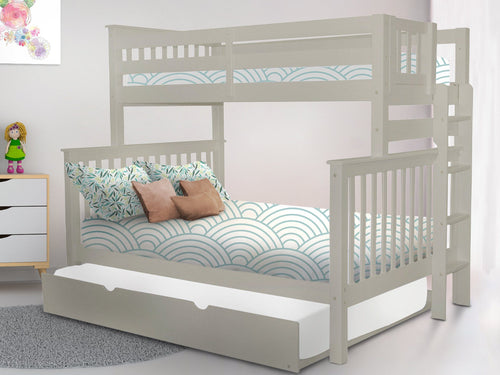 Bunk Beds Twin over Full + Full Trundle, Gray