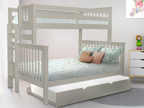 Bunk Beds Twin over Full + Twin Trundle, Gray