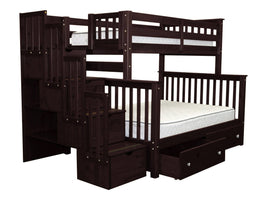Bunk Beds Twin over Full Stairway in Dark Cherry with 2 Extra Drawers for only $899