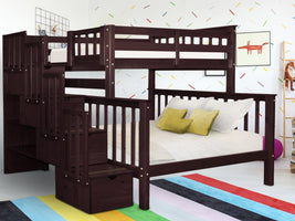 This Twin over Full Stairway Bunk Bed in Dark Cherry will look great in your home