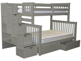 Bunk Beds Twin over Full Stairway Gray with Drawers for only $998