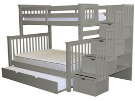 Bunk Beds Twin over Full Stairway Gray with Full Trundle for only $1198