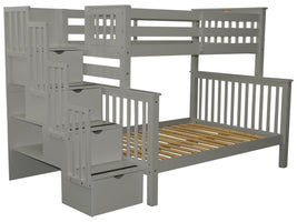 Stairway Twin over Full Bunk Bed Gray