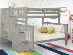 This Twin over Full Stairway Bunk Bed in Gray will look great in your home