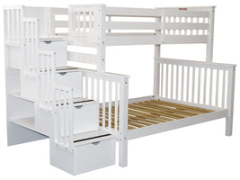 Stairway Twin over Full Bunk Bed White 