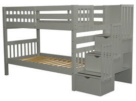 Stairway Twin over Twin Bunk Bed Gray