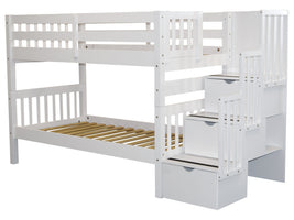 Stairway Twin over Twin Bunk Bed White