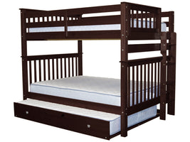 Bunk Beds Full over Full End Ladder Dark Cherry with Full Trundle for only $849
