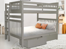 This Full over Full End Ladder Bunk Bed with 2 Under Bed Drawers in Gray will look great in your home