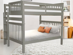This Full over Full End Ladder Bunk Bed in Gray will look great in your home