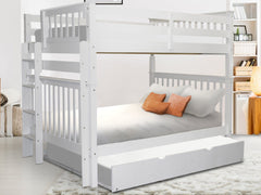 This Full over Full End Ladder Bunk Bed with a Full Trundle in Gray will look great in your home