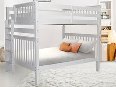 This Full over Full End Ladder Bunk Bed in White will look great in your home