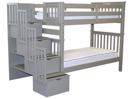 Bunk Bed Tall Twin over Twin Stairway Gray for only $835