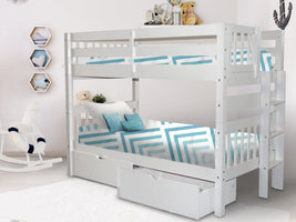Bunk Bed Twin over Twin End Ladder White with Drawers for only $499