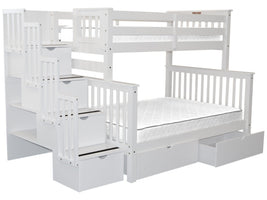 Bunk Beds Twin over Full Stairway White with Drawers for only $998