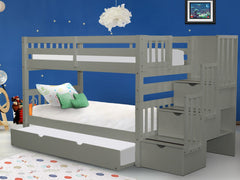  Bunk Bed Twin over Twin Stairway Gray with Trundle for only $749