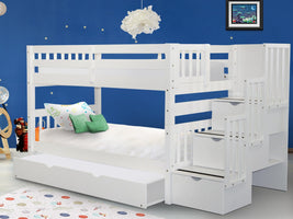 Bunk Bed Twin over Twin Stairway White with Trundle for only $749