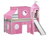 Princess Twin Low Loft Gray End Ladder Bed with a Pink and White Tent and a Slide for only $279