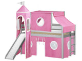 Princess Twin Low Loft Gray End Ladder Bed with a Pink and White Tent and a Slide for only $349