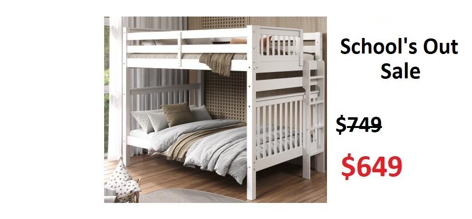 Bedz King Full over Full Bunk Bed with End Ladder in White for $649 - Saves you $100