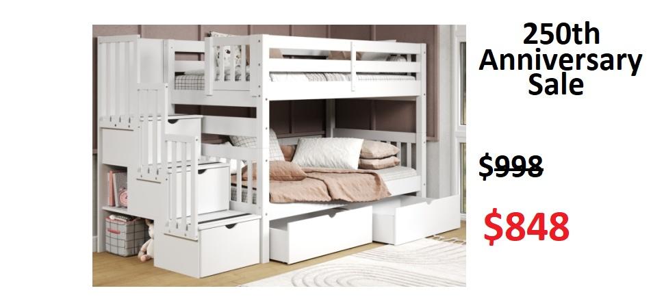 Twin over Twin Bunk Bed on Sale for $349 - Saves you $200